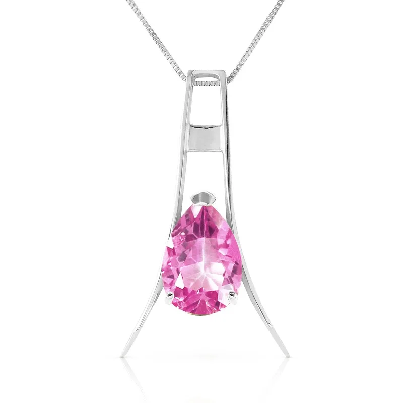 1.5 Carat 14K Solid White Gold Promise To Solve Pink Topaz Necklace