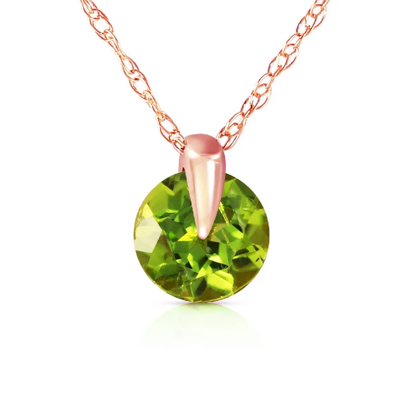 1 Carat 14K Solid Rose Gold Necklace Natural Peridot