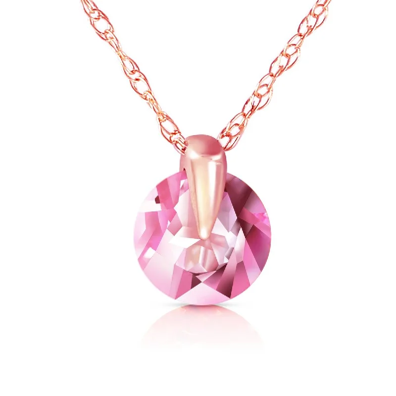 1 Carat 14K Solid Rose Gold Sundisk Pink Topaz Necklace