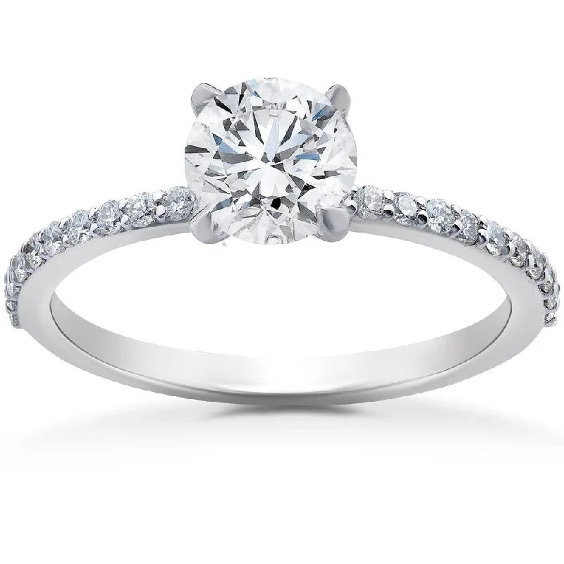 1 ct Lab Grown Diamond EX3 Engagement Ring 14k White Gold