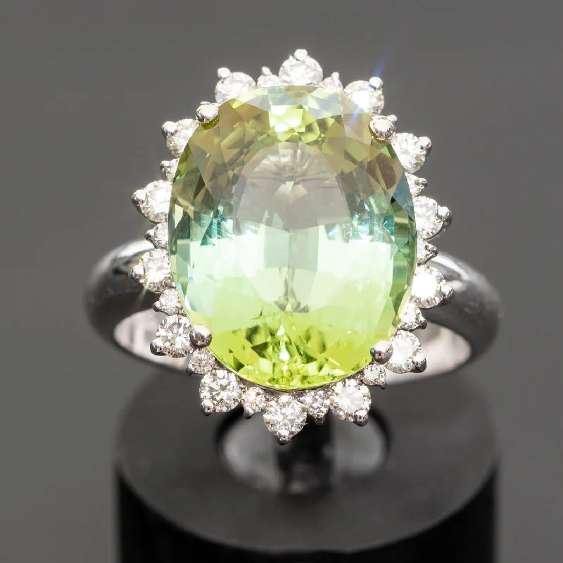 Verdana - 10.00 carat tourmaline ring with 0.66 carat natural diamonds