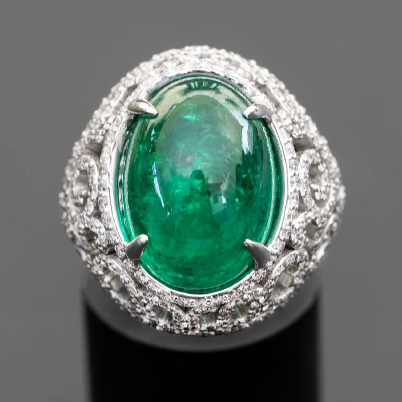 Fleurine - 11.11 carat natural emerald ring with 2.00 carat natural diamonds