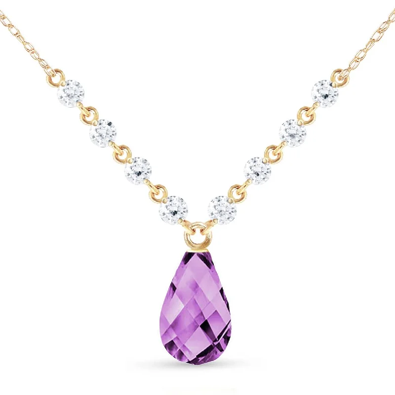 11.3 Carat 14K Solid Yellow Gold Elegante Amethyst Diamond Necklace