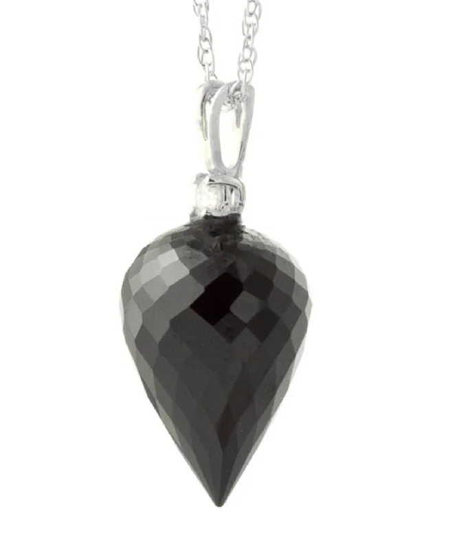 12.3 Carat 14K Solid White Gold Awakenings Black Spinel Diamond Necklace