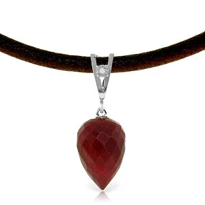 13.01 Carat 14K Solid White Gold Savoire Faire Ruby Necklace