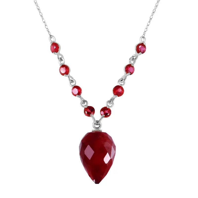 14 Carat 14K Solid White Gold Dreamy Pleasure Ruby Necklace