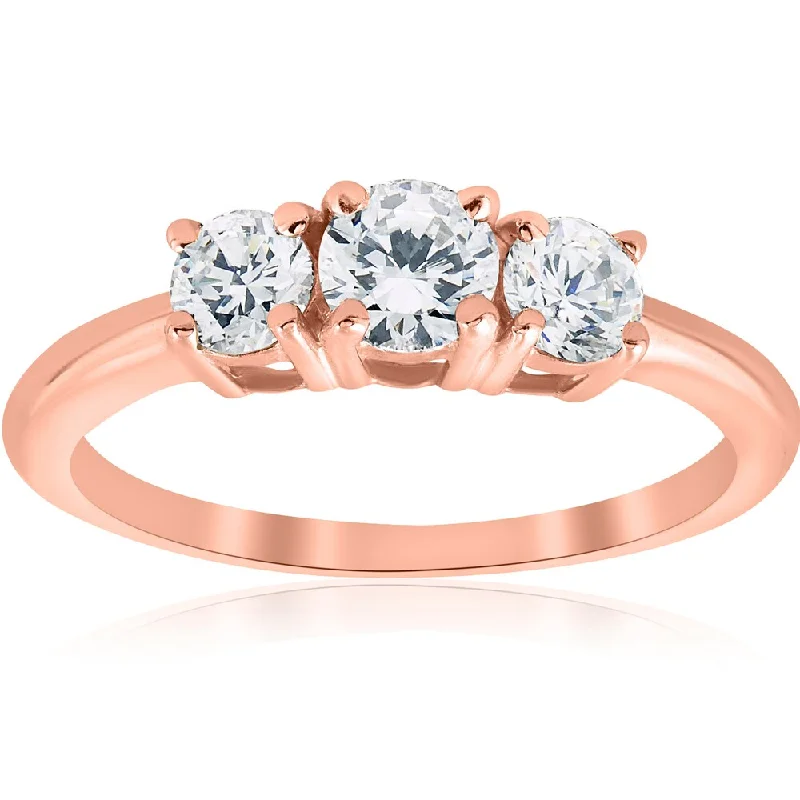 14k Rose Gold 1ct TDW Diamond Three Stone Engagement Ring (I-J, I2-I3)