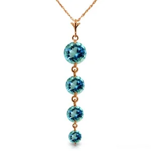 14K Solid Rose Gold Blue Topaz Necklace Genuine New