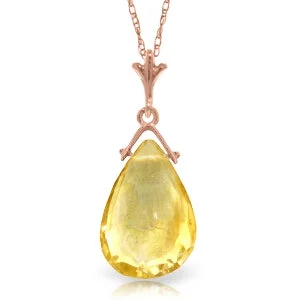 14K Solid Rose Gold Briolette Citrine Necklace Gemstone Series