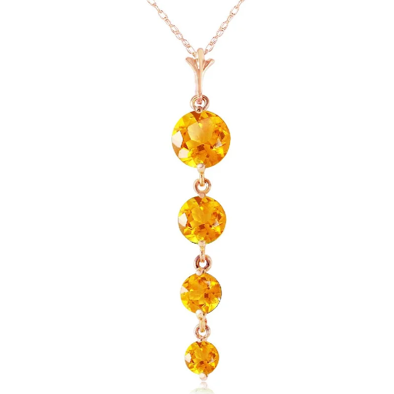 14K Solid Rose Gold Citrine Deluxe Necklace