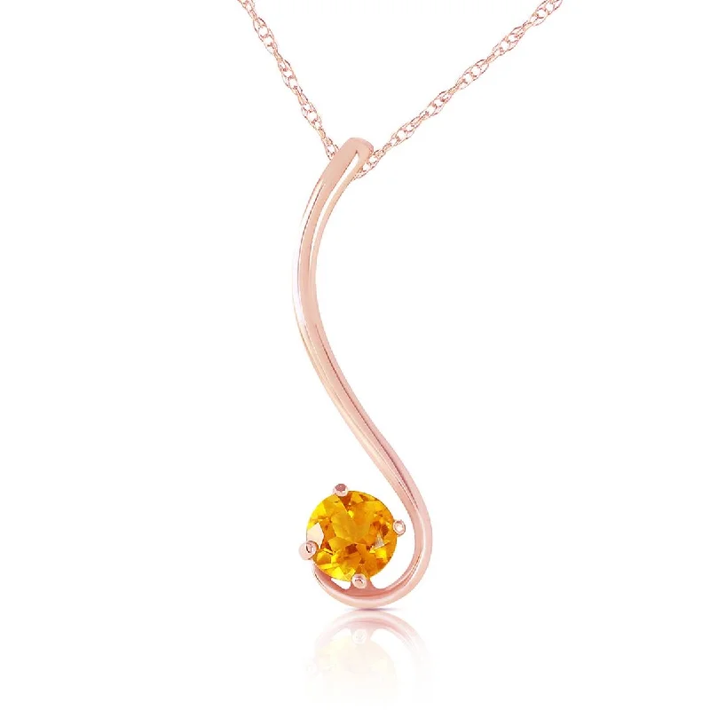 14K Solid Rose Gold Citrine Necklace Gemstone Genuine Imperial