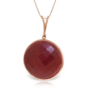 14K Solid Rose Gold Necklace w/ Checkerboard Cut Round Ruby