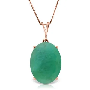 14K Solid Rose Gold Necklace w/ Natural Oval Emerald