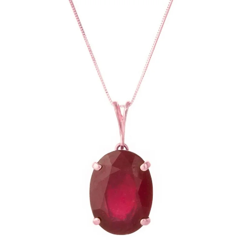 14K Solid Rose Gold Necklace w/ Natural Oval Ruby