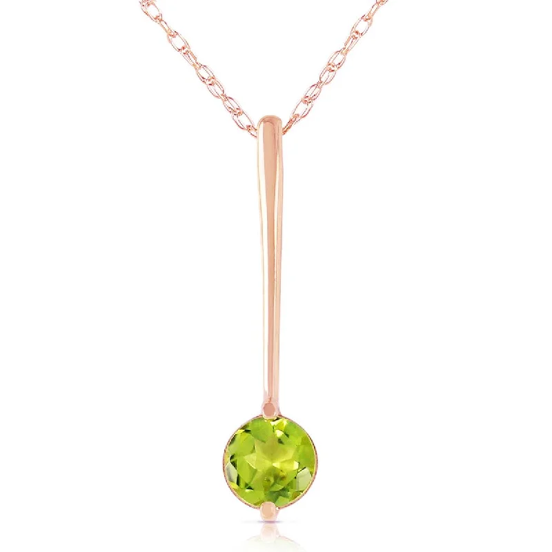 14K Solid Rose Gold Peridot Imperial Necklace