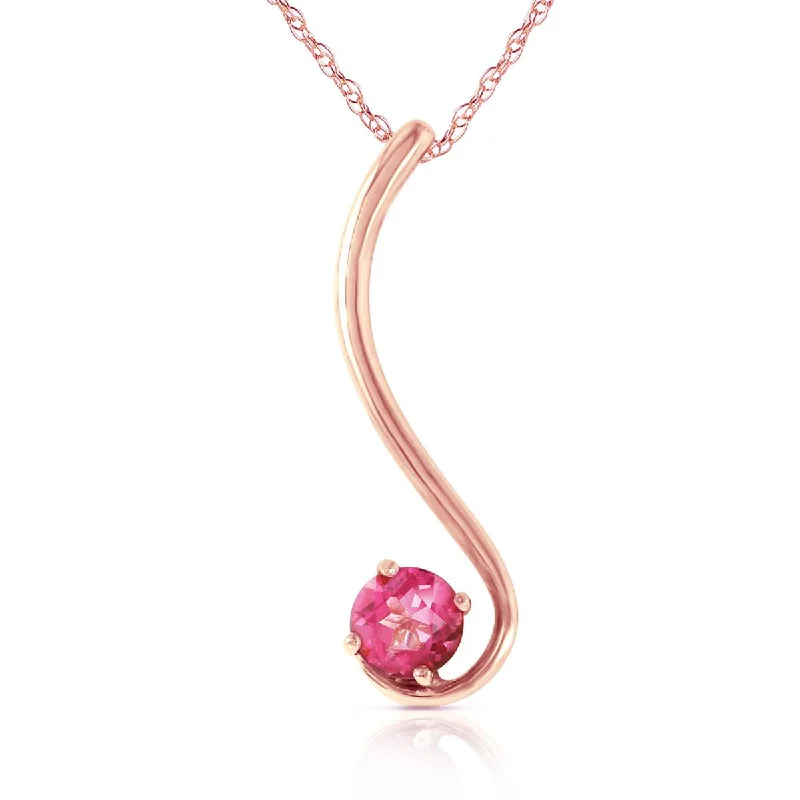 14K Solid Rose Gold Pink Topaz Necklace Genuine Platinum