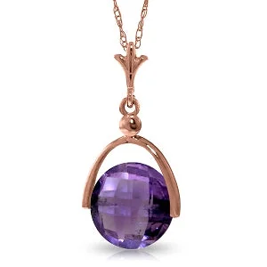 14K Solid Rose Gold Purple Amethyst Jewelry Necklace