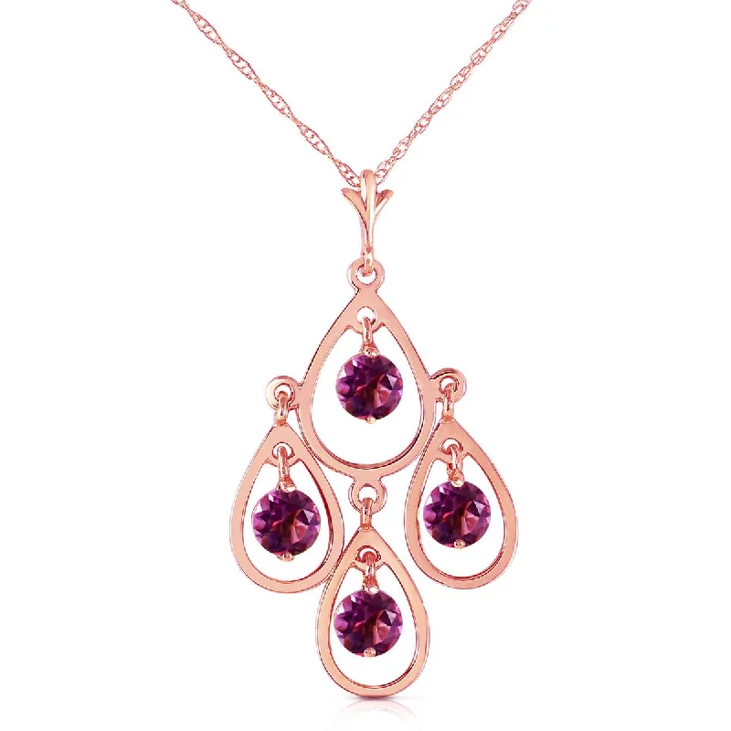 14K Solid Rose Gold Purple Amethyst Jewelry Necklace