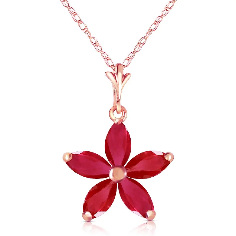 14K Solid Rose Gold Ruby Necklace Gemstone Classic