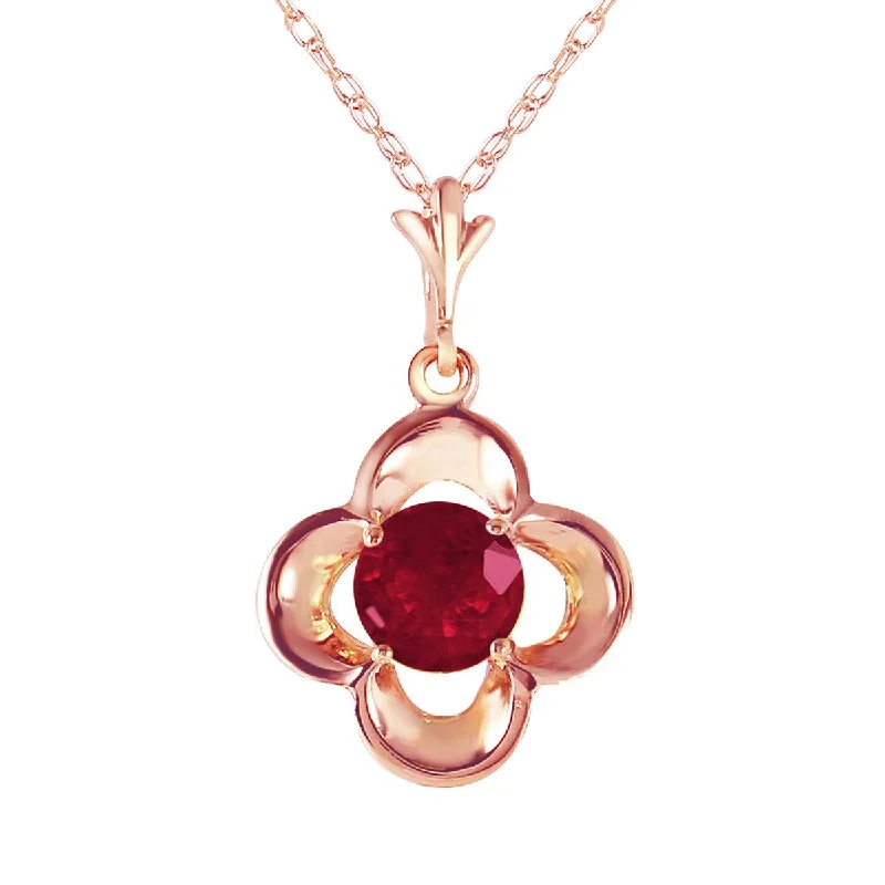 14K Solid Rose Gold Ruby Necklace Gemstone Series Limited Edition