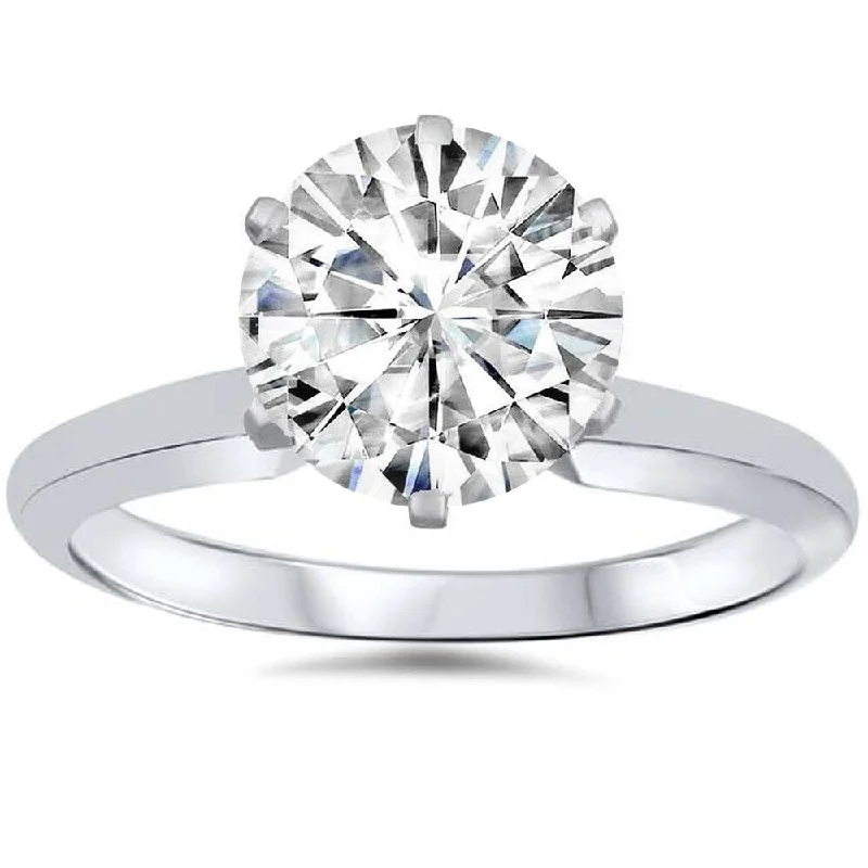 14k White Gold 1 Ct Oval Moissanite Solitaire Engagement Ring (H/VVS)