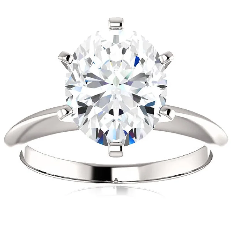 14k White Gold 2 Ct Oval Moissanite Solitaire Engagement Ring (H/VVS)