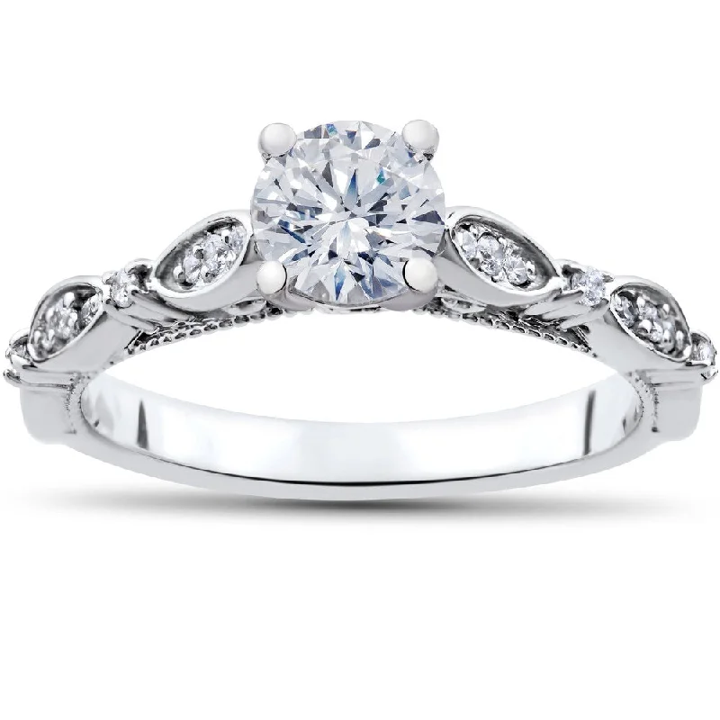 14k White Gold 3/4 ct TDW Diamond Vintage Engagement Ring