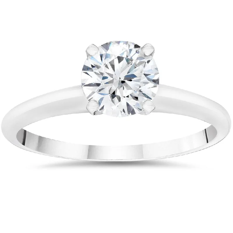 14k White Gold 3/4ct Round Cut Lab Grown Eco Friendly Diamond Solitaire Engagement Ring