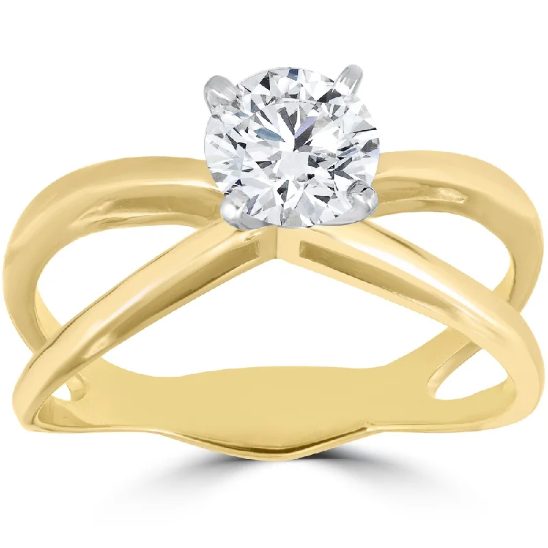 14k Yellow Gold 1 ct Solitaire Diamond Clarity Enhanced Engagement Ring