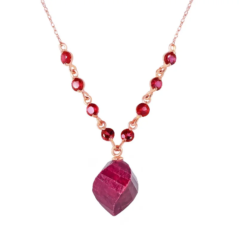 16.25 Carat 14K Solid Rose Gold Rave Ruby Necklace