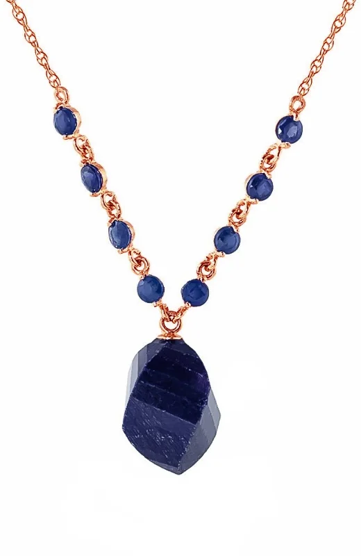 16.25 Carat 14K Solid Rose Gold Rave Sapphire Necklace