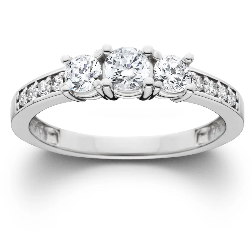 1ct Diamond Three Stone Ring White Gold