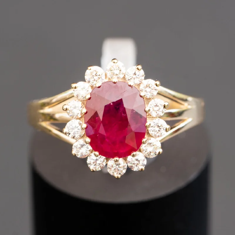 Amedea - 1.75 carat natural ruby ring with 0.47 carat natural diamonds