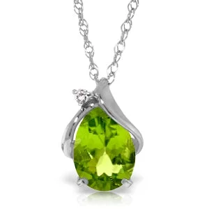 2.13 Carat 14K Solid White Gold Necklace Diamond Peridot