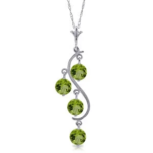 2.25 Carat 14K Solid White Gold Thousand Voices Peridot Necklace