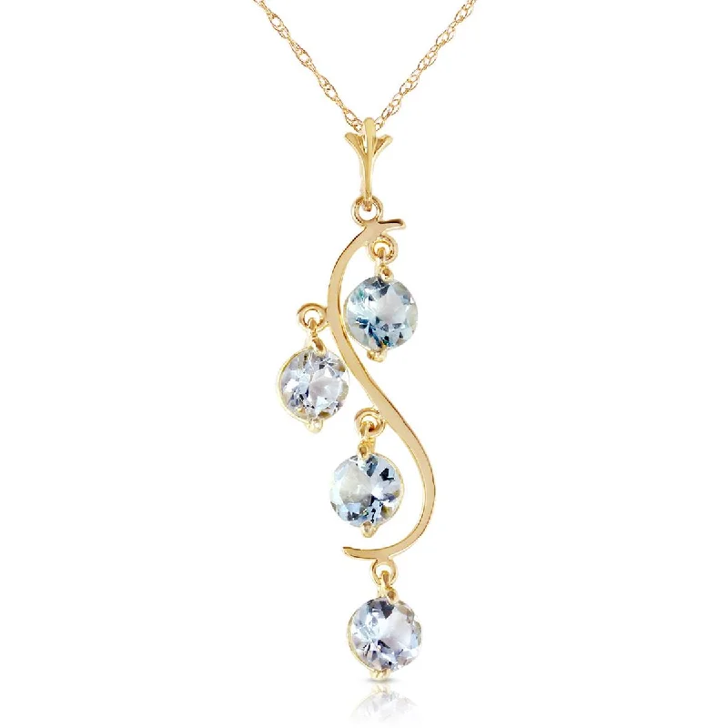 2.25 Carat 14K Solid Yellow Gold Loving Aquamarine Necklace