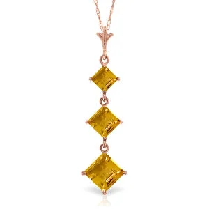 2.4 Carat 14K Solid Rose Gold Waterdrops Citrine Necklace