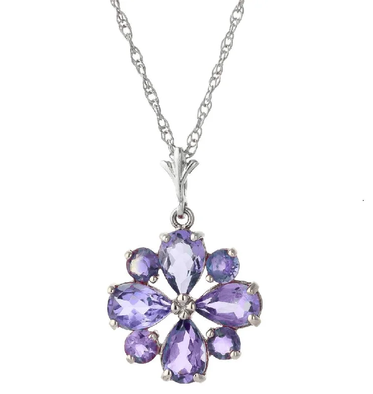 2.43 Carat 14K Solid White Gold Tanzanite Necklace Pressed Against You