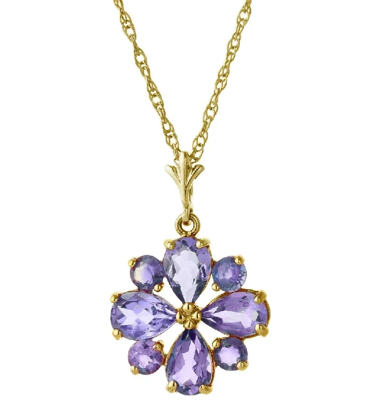 2.43 Carat 14K Solid Yellow Gold Snow Flake Sail Tanzanite Necklace