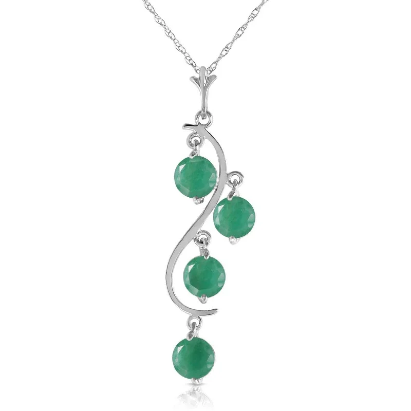 2 Carat 14K Solid White Gold Residue Of Design Emerald Necklace