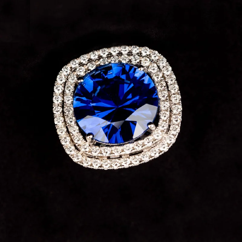 Alodie - 21.00 ct round brilliant sapphire diamond ring