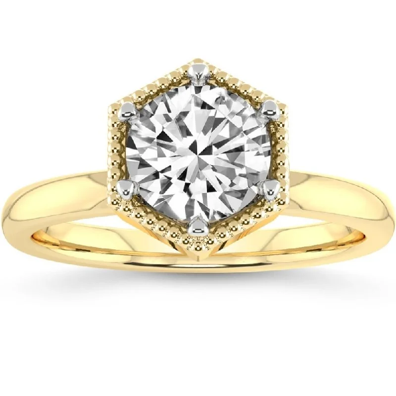 2Ct Diamond Margot Solitaire Engagement Ring in White, Yellow, or Rose Gold