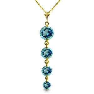 3.9 Carat 14K Solid Yellow Gold Happy Dreams Blue Topaz Necklace