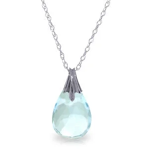 3 Carat 14K Solid White Gold Your Voice Blue Topaz Necklace