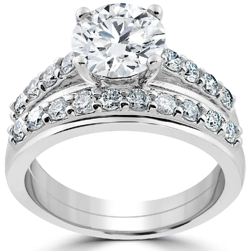 3ct Diamond Engagement Wedding Ring Set 14K White Gold