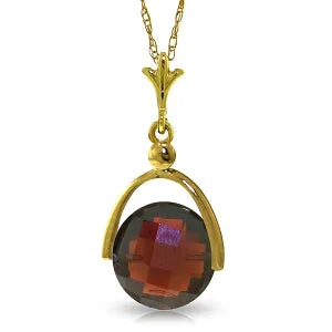 4.2 Carat 14K Solid Yellow Gold Necklace Checkerboard Cut Garnet