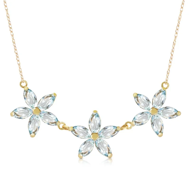 4.2 Carat 14K Solid Yellow Gold Necklace Natural Aquamarine