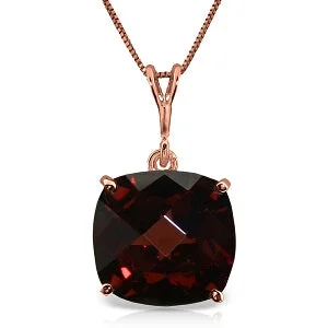 4.5 Carat 14K Solid Rose Gold Necklace Natural Checkerboard Cut Garnet