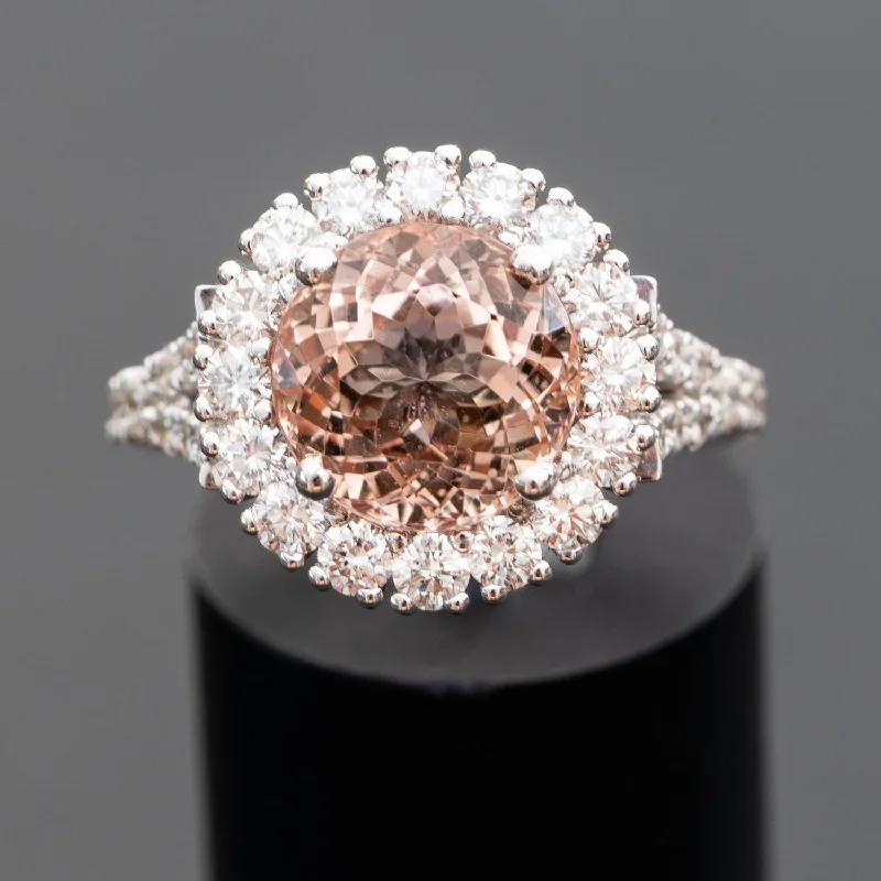 Laurence - 4.60 carat natural morganite ring with 1.74 carat natural diamonds