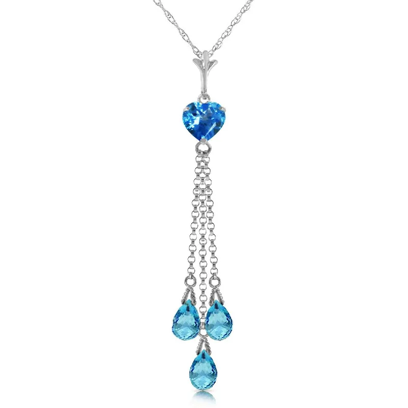 4.75 Carat 14K Solid White Gold The Wanderer Blue Topaz Necklace